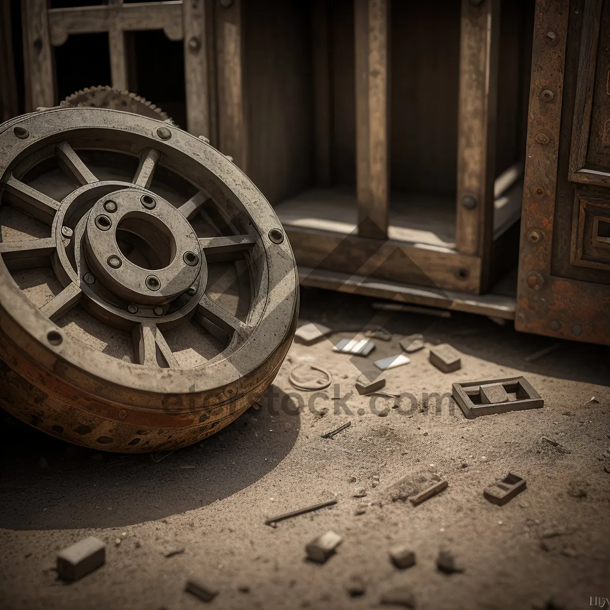 Picture of Vintage Car Wheel with Antique Spokes