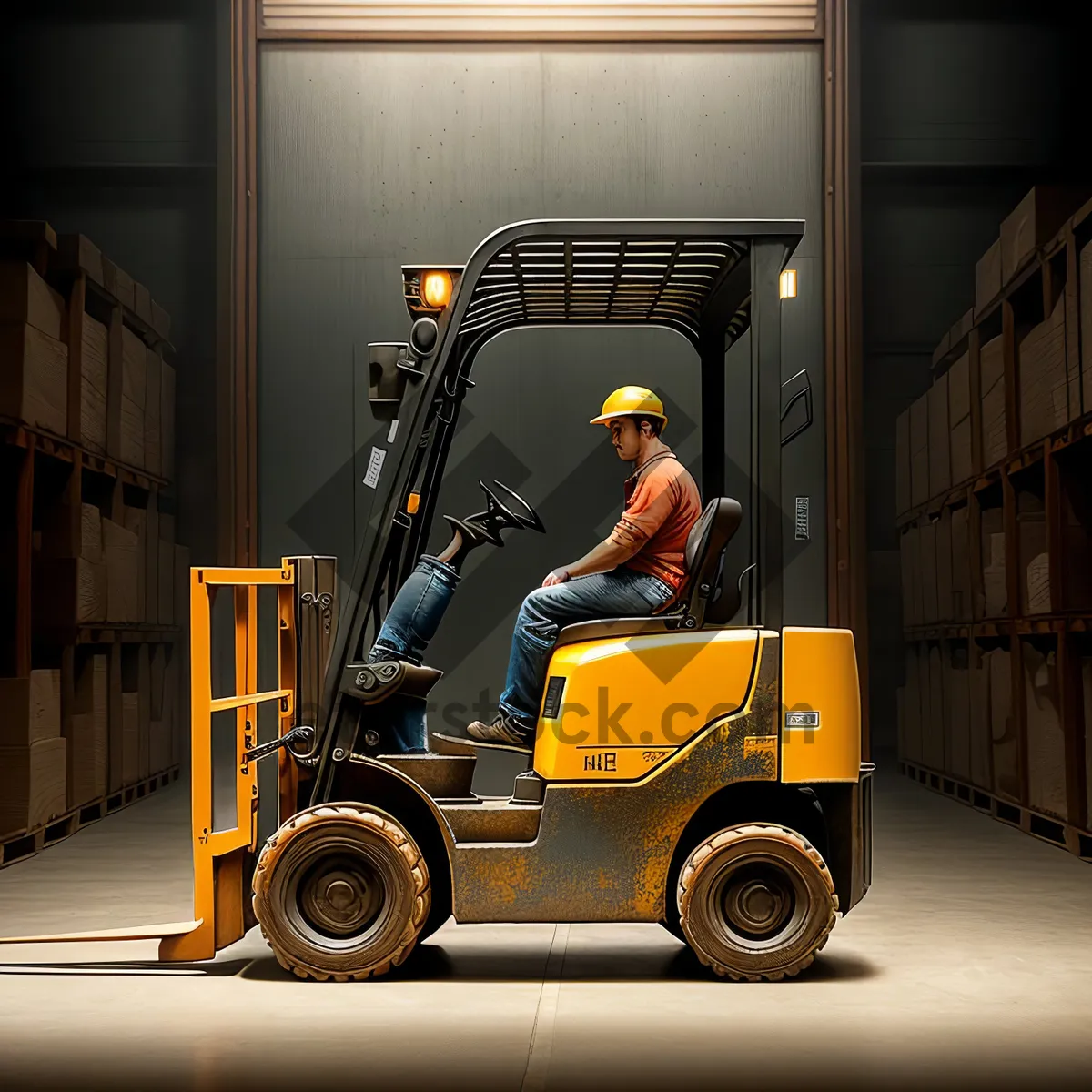 Picture of Yellow Forklift at Industrial Worksite