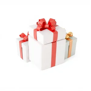 Festive gift box with shiny ribbon and bow