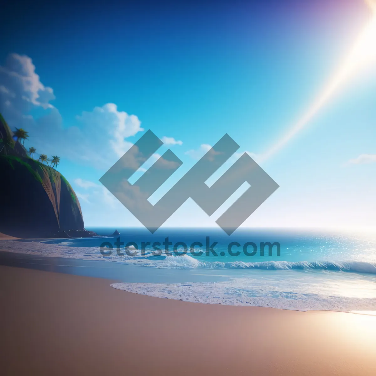 Picture of Sunny Seascape: A Serene Beach Oasis