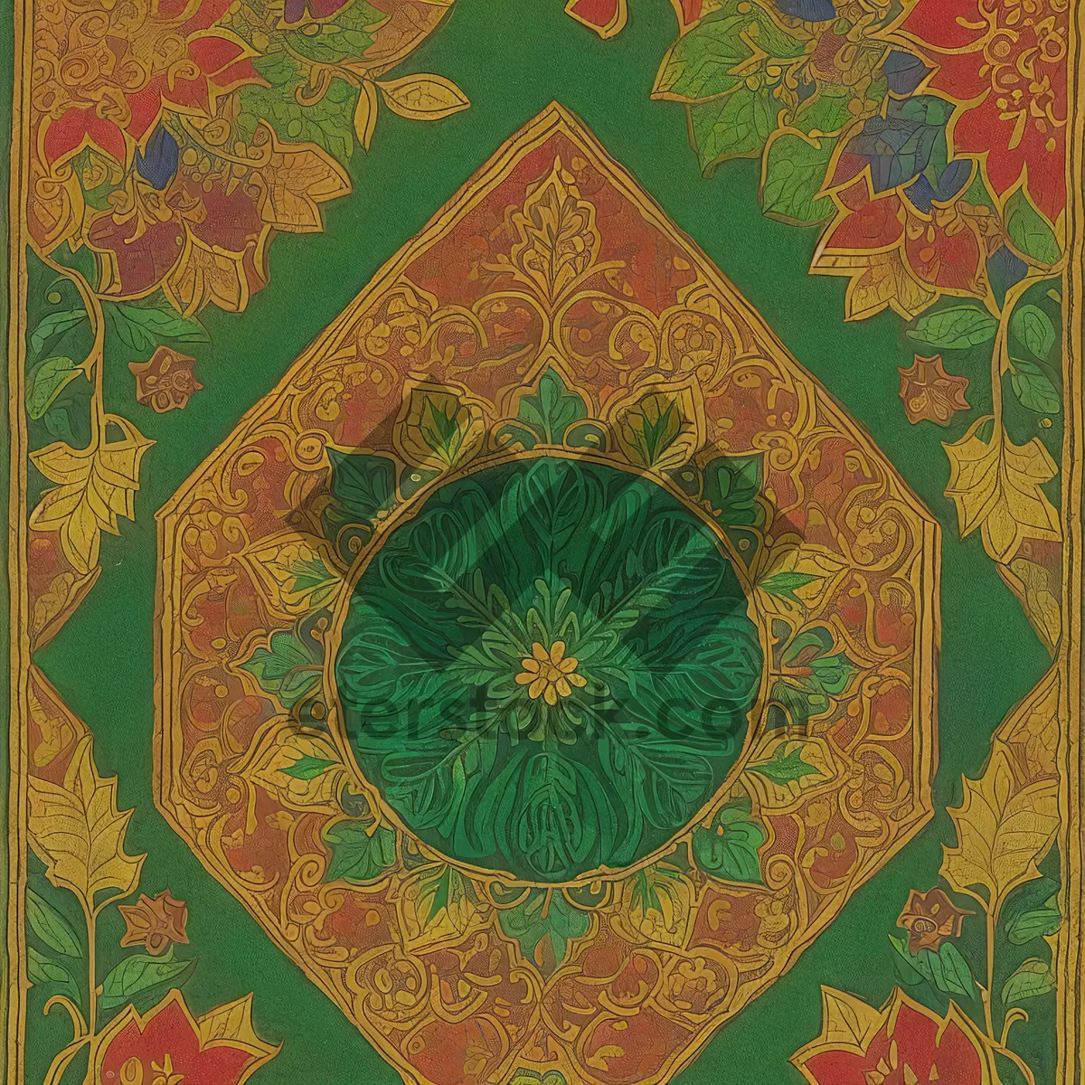 Picture of Floral Arabesque Motif - Vintage Decorative Tile