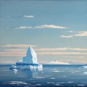 Royal Sky: Majestic Iceberg and Serene Seascape