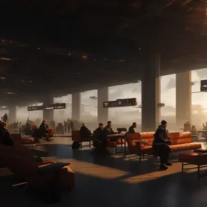 Modern interior design of an empty restaurant hall