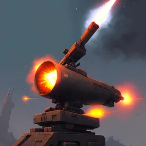 Naval Rocket Piercing the Sunset Sky