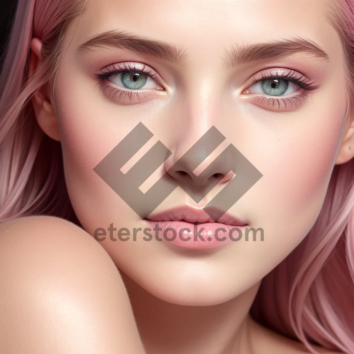 Picture of Elegant Facial Care: Smiling Beauty with Gorgeous Makeup