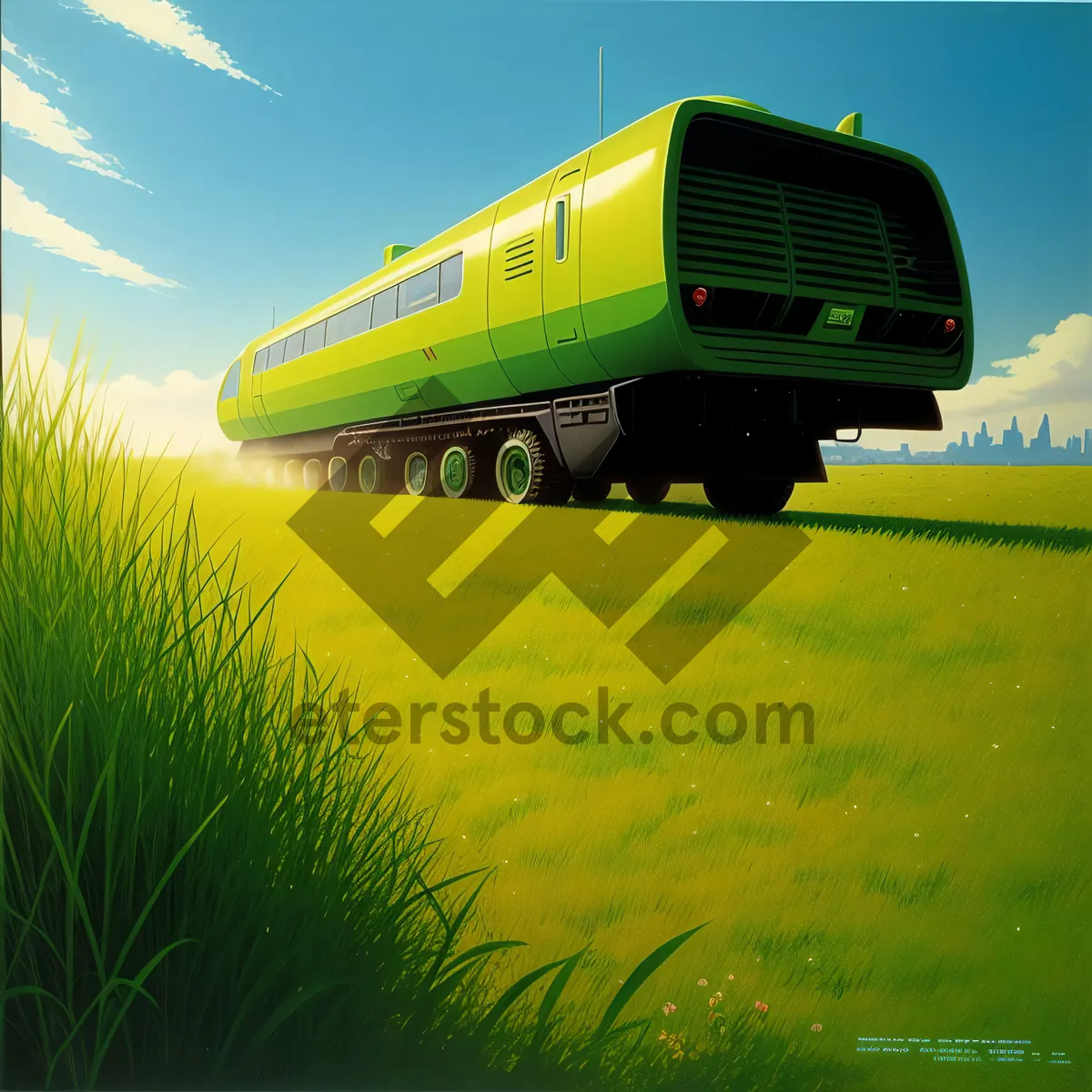 Picture of Rural Transport: Trailer Truck on Country Road with Sky