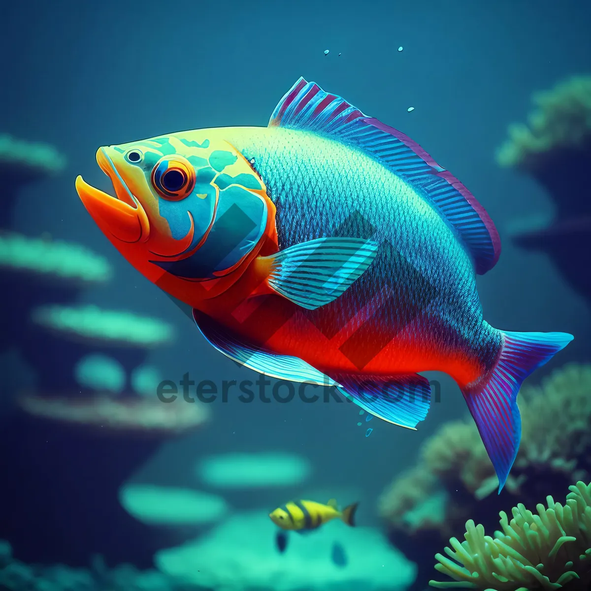 Picture of Colorful Underwater Reef with Tropical Fish