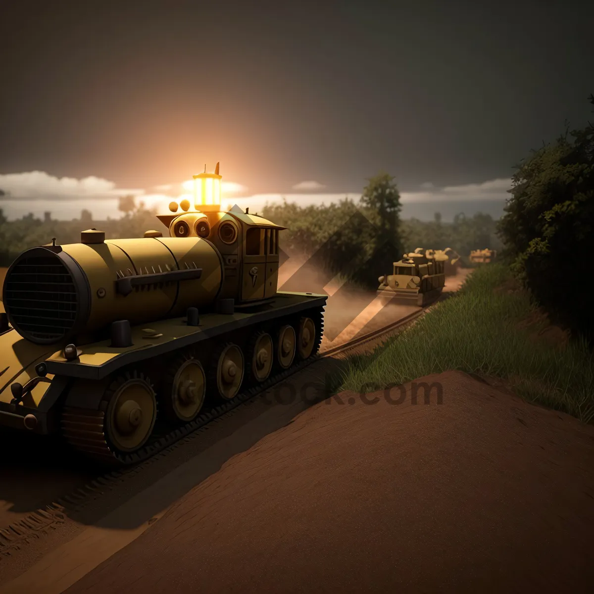 Picture of Cannon-equipped Heavy Tank on the Road