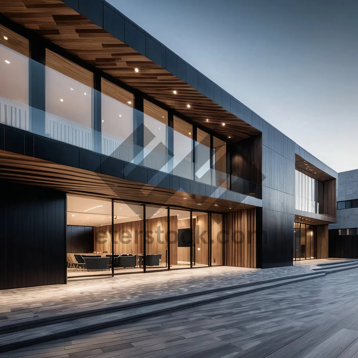 Picture of Modern urban warehouse gymnasium under cloudy sky