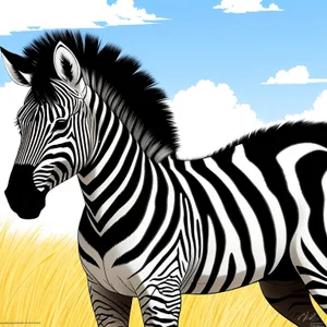 Striped Equine Grazing in Wildlife Reserve