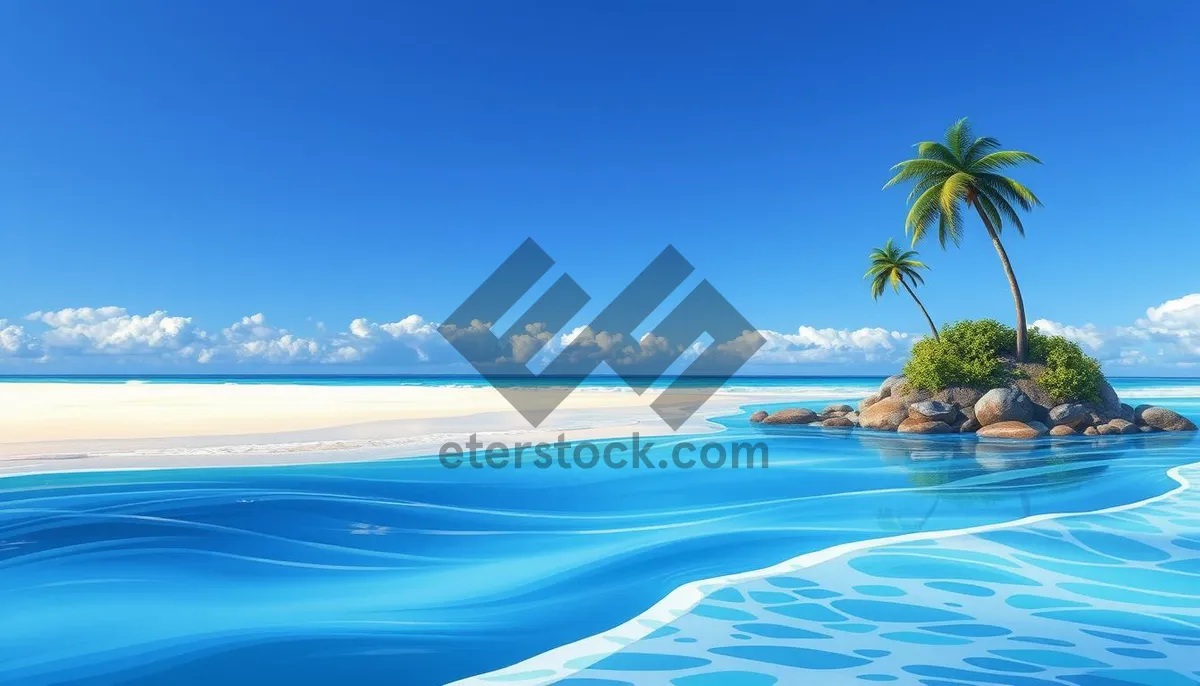 Picture of Tropical paradise beach with palm trees and clear water.