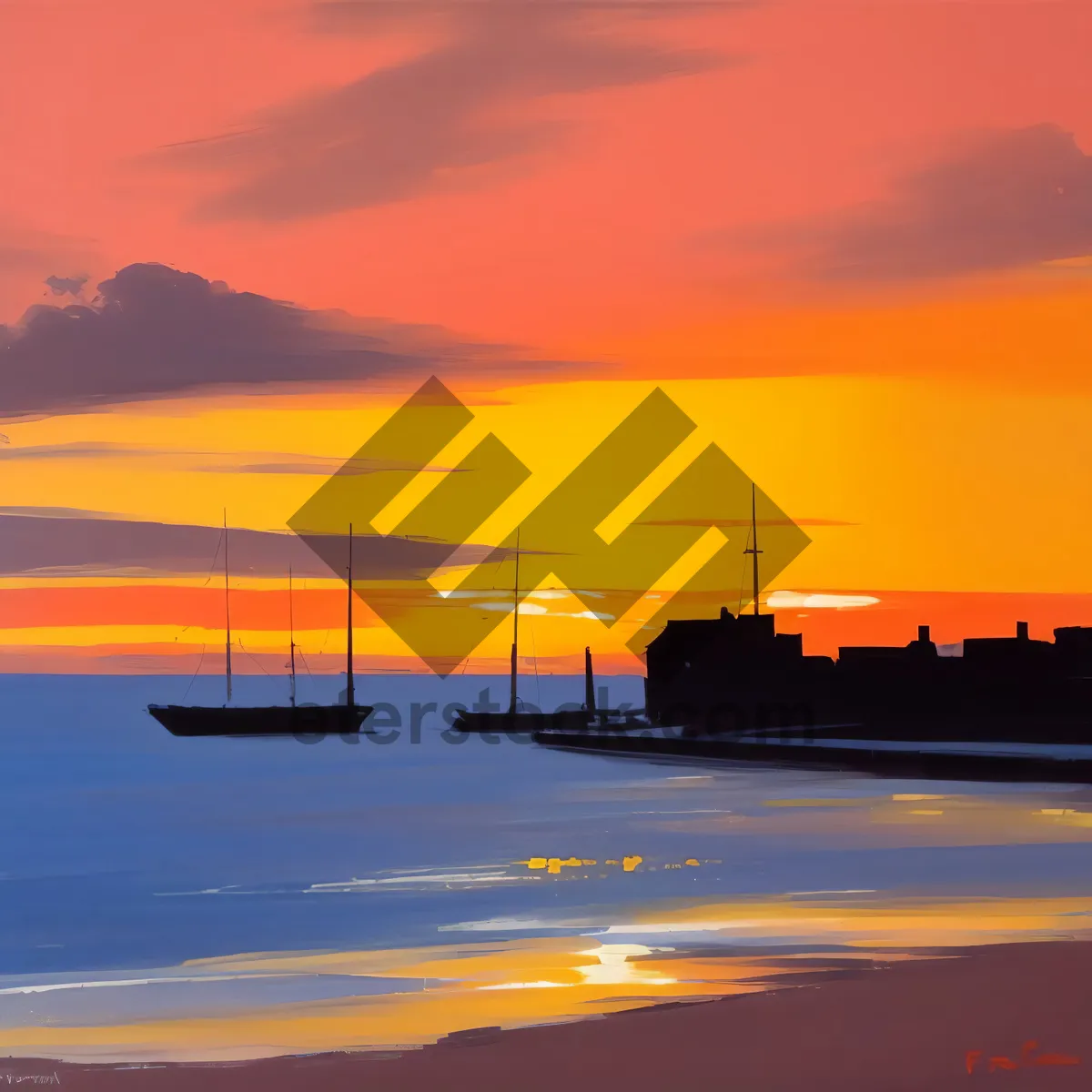 Picture of Serene Sunset Over Ocean Beach
