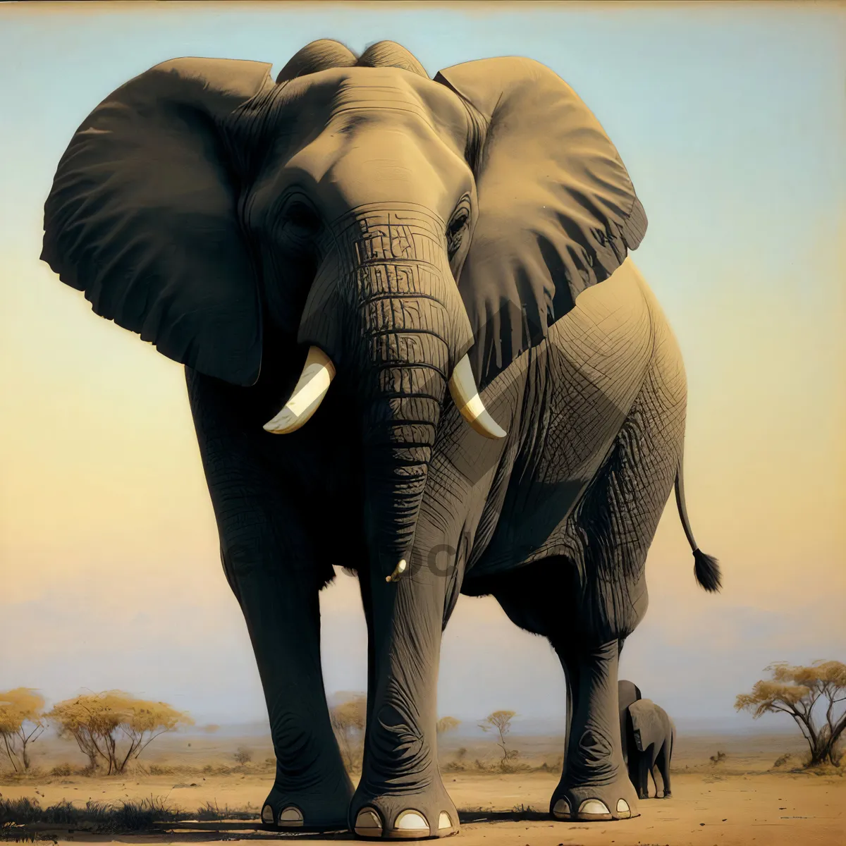 Picture of Sunset Safari: Majestic Tusker in Ivory Wilderness