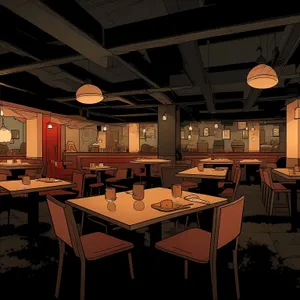 Modern interior design of a stylish restaurant establishment.