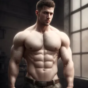 Ripped and Sculpted: Muscular Male Bodybuilder Torso