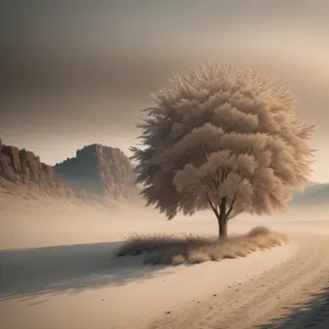 Snowy Winter Landscape with Frozen Trees