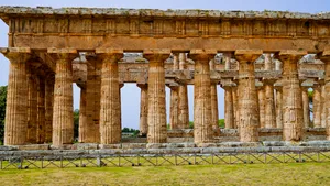 Ancient Roman Triumphal Arch Monument in Cityscape Sky