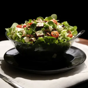 Fresh vegetable salad with guacamole and pepper.