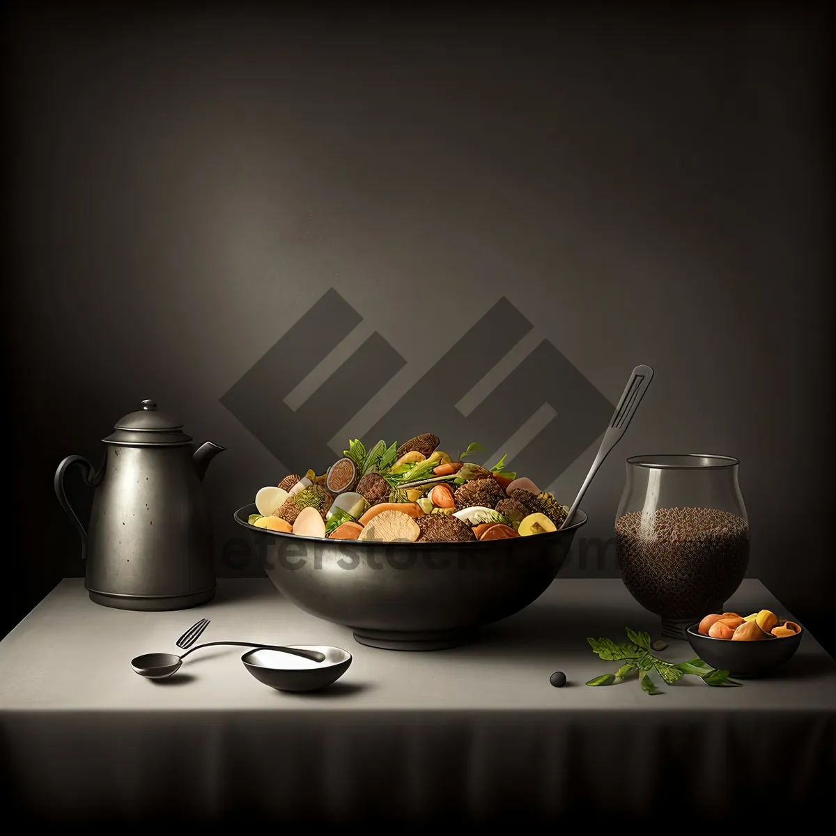 Picture of Black Candlelit Cooking: Wok, Pan, Food