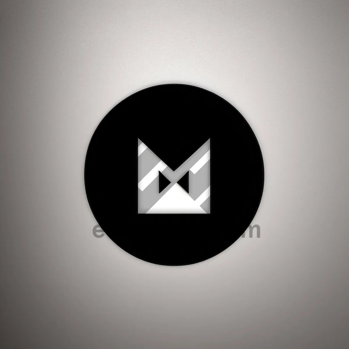 Picture of Shiny Black Round Button Icon: Bright Curve Design