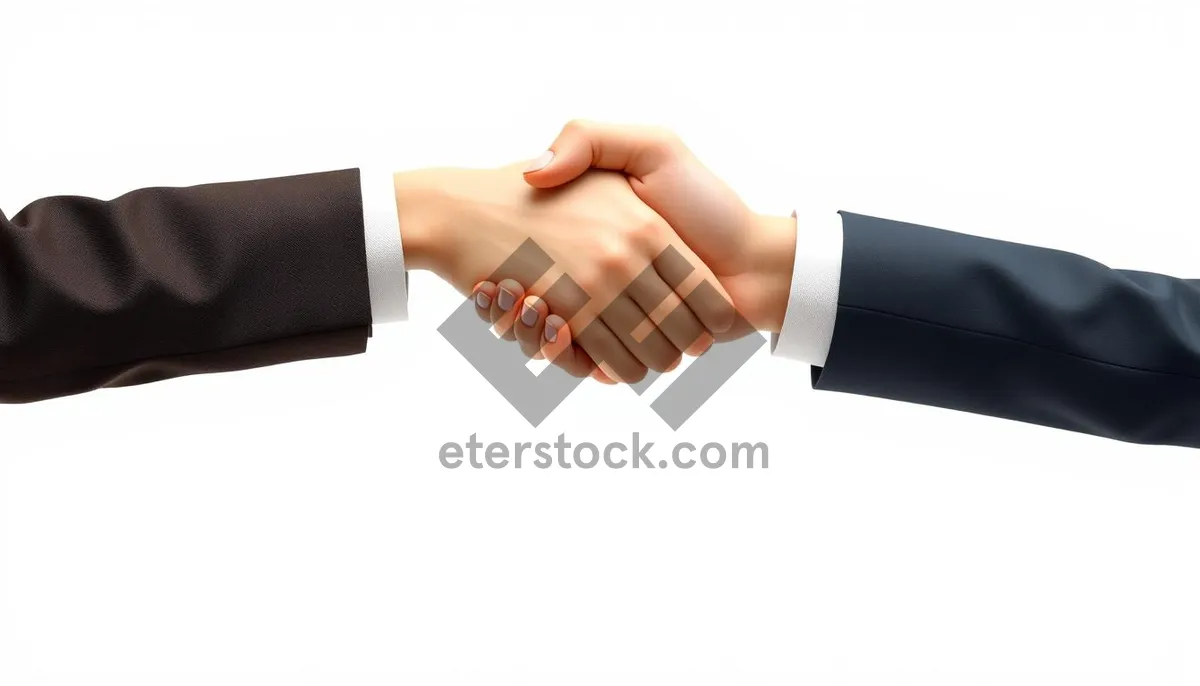 Picture of Male businessman holding hand in successful communication gesture.