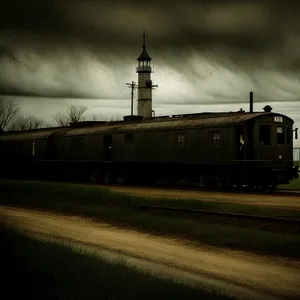 Vintage locomotive on railway tracks
