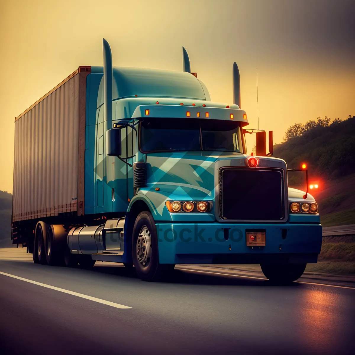 Picture of Speeding Cargo Truck on Highway