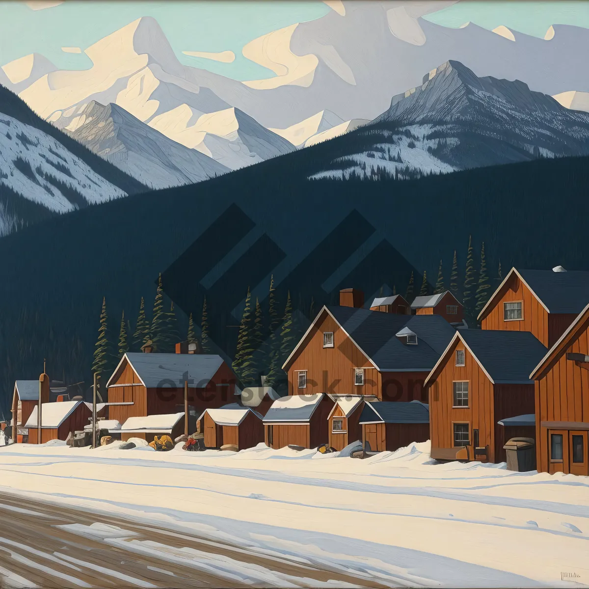 Picture of Majestic Winter Wonderland: Snowy Alpine Peaks