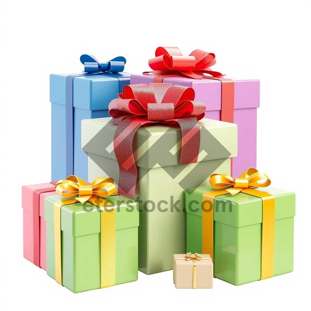 Picture of 3D business gift packaging box with ribbon design