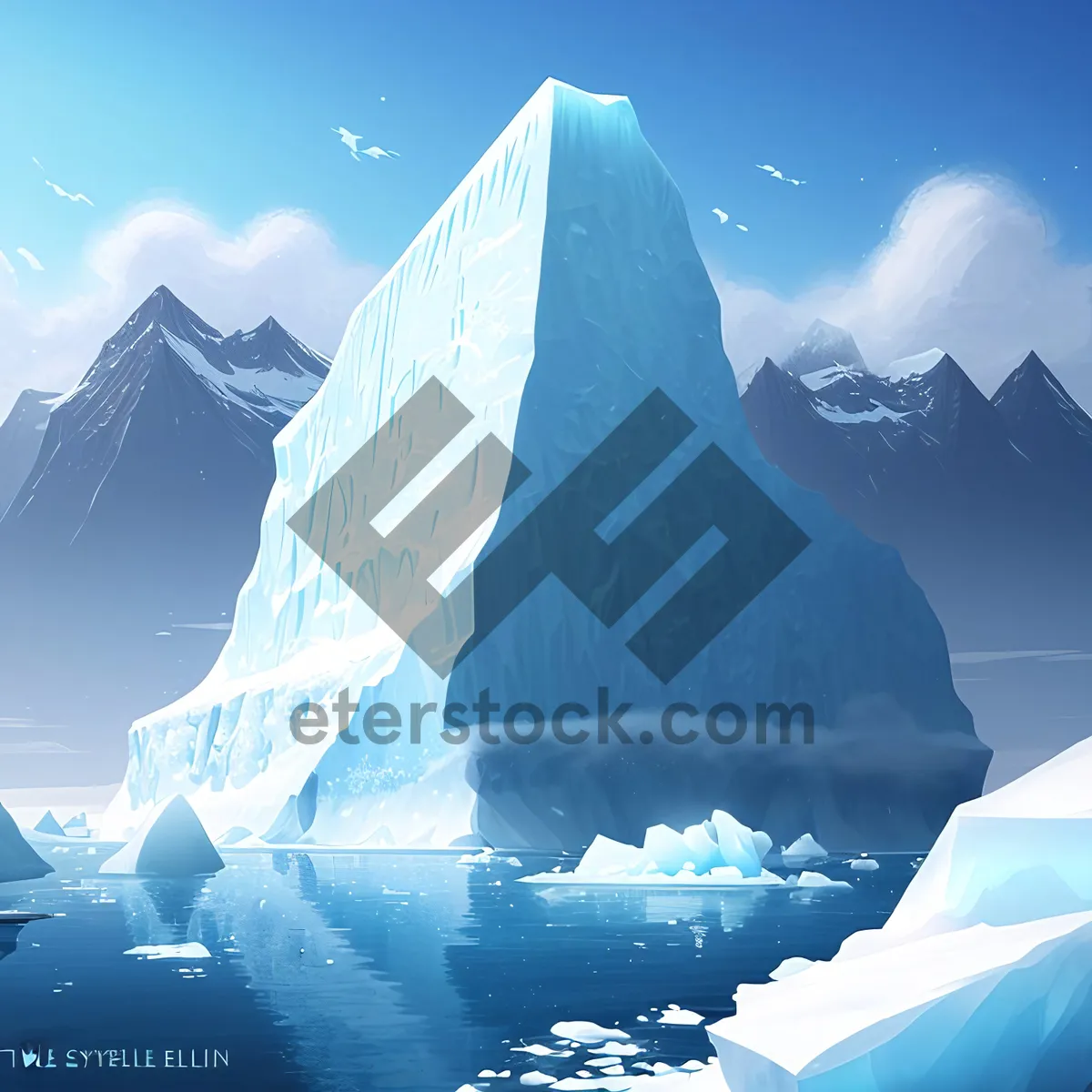 Picture of Snowy Glacier Surrounded by Majestic Mountains
