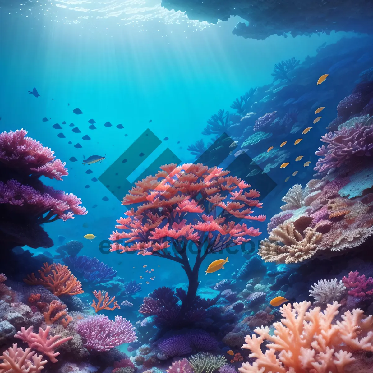 Picture of Colorful Coral Reef in the Sunlit Underwater Kingdom