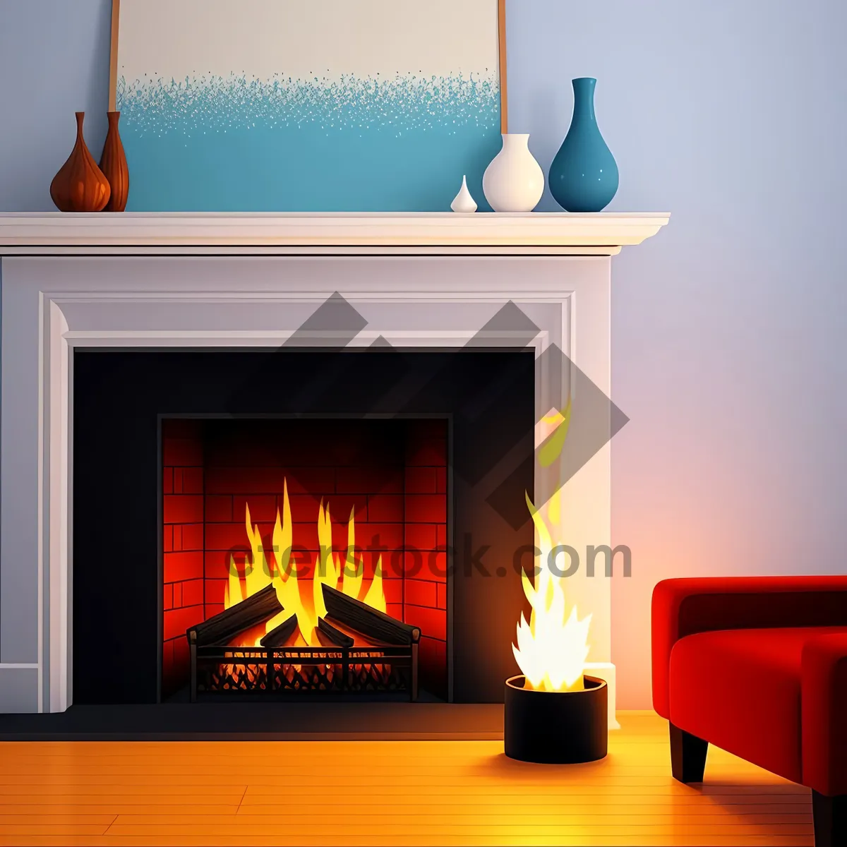 Picture of Cozy Hearth: Fiery Glow & Warm Ambiance