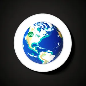 Globe Round Button: Shiny Earth Map Symbol