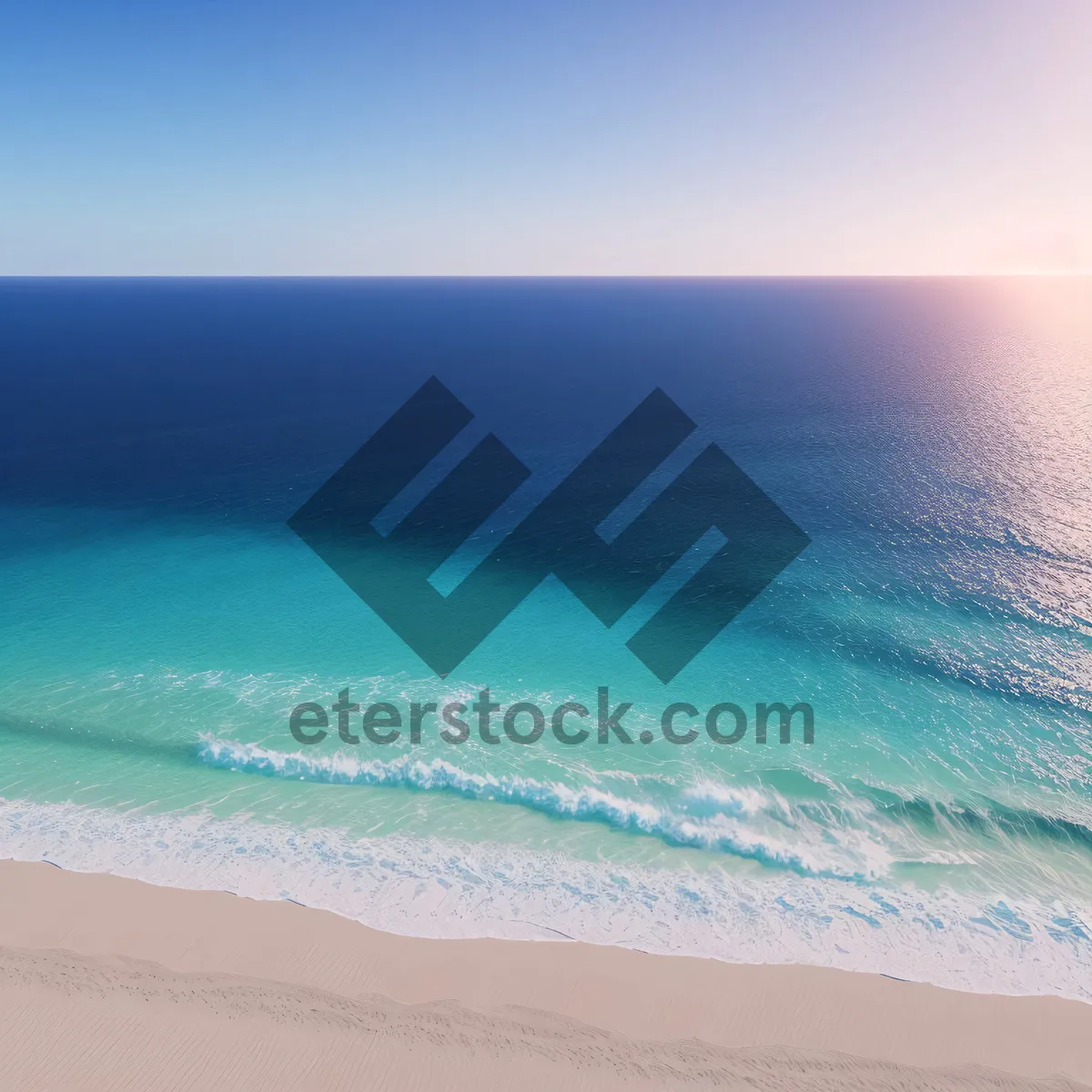 Picture of Serene Seascape: Sun-kissed Shoreline and Turquoise Waves