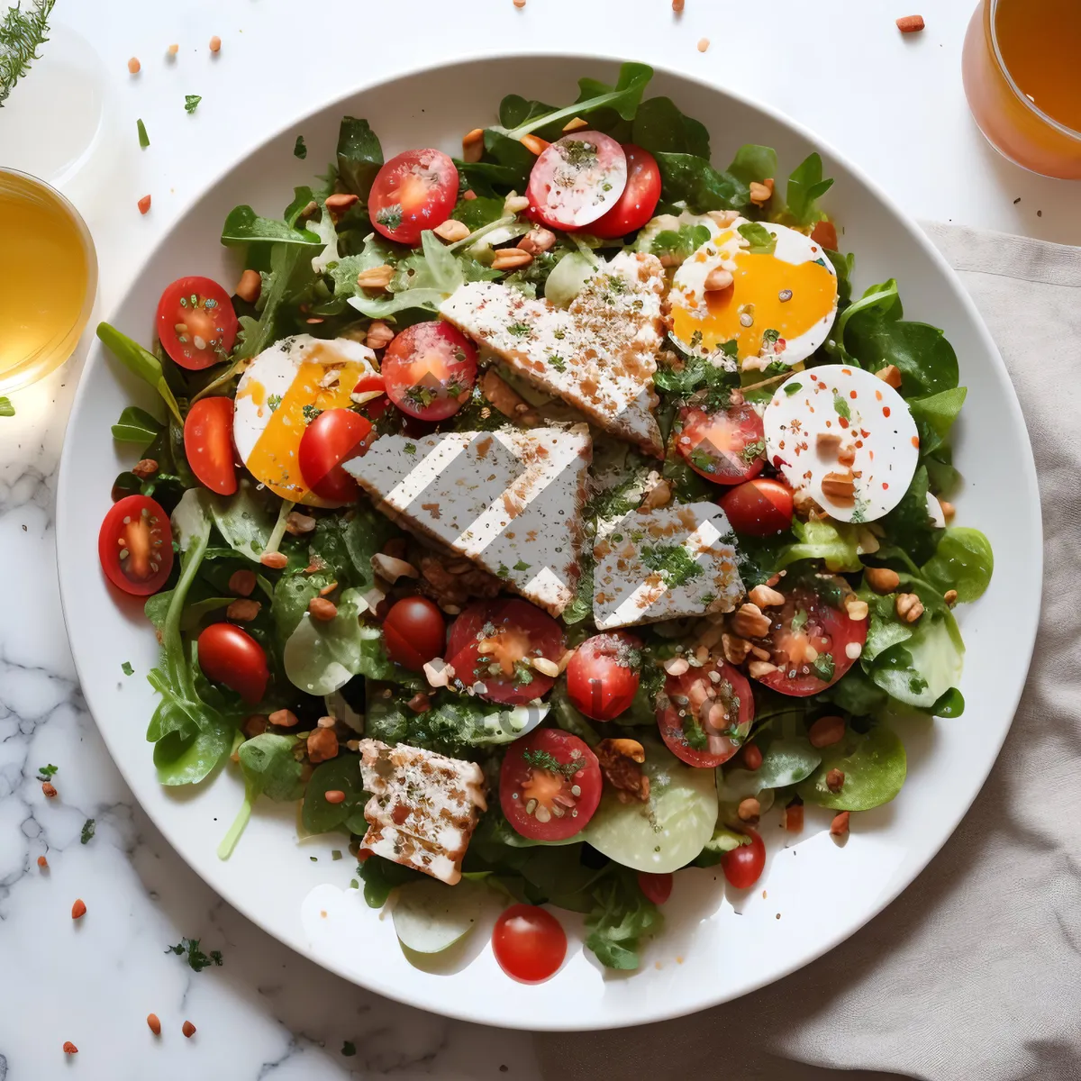 Picture of Gourmet Cheese and Vegetable Plate with Fresh Salad