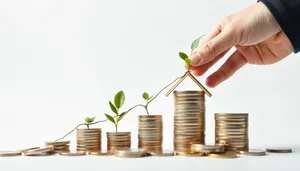 Golden coins stack on green bamboo plant