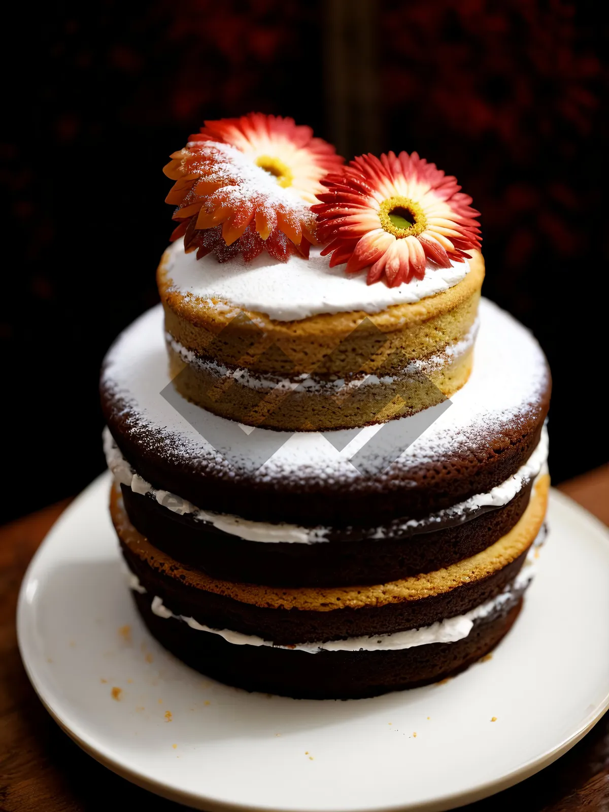 Picture of Delicious Breakfast Cake with Fresh Fruit and Cream