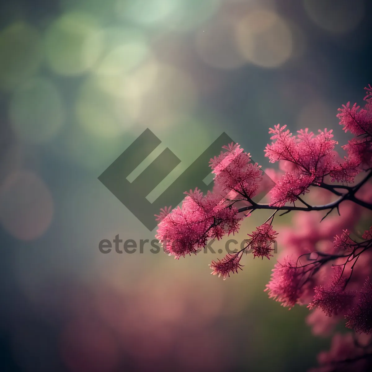 Picture of Vibrant Pink Spirea Blossom in Spring Garden