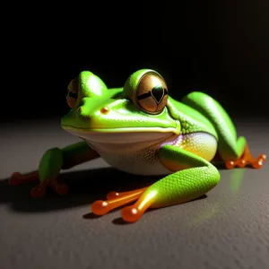 Vibrant Eyed Tree Frog Eating Orange Fruit