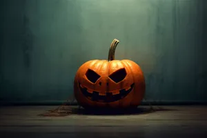 Autumn Jack-O'-Lantern Decoration with Candle Light