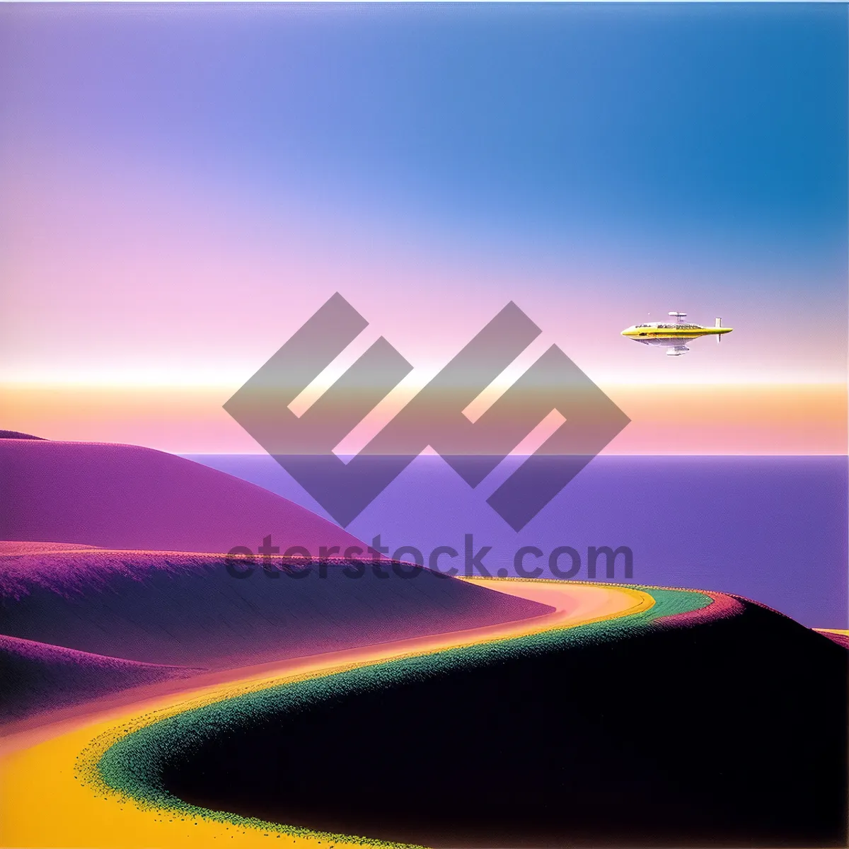 Picture of Sunset Wing Soaring over Desert Landscape