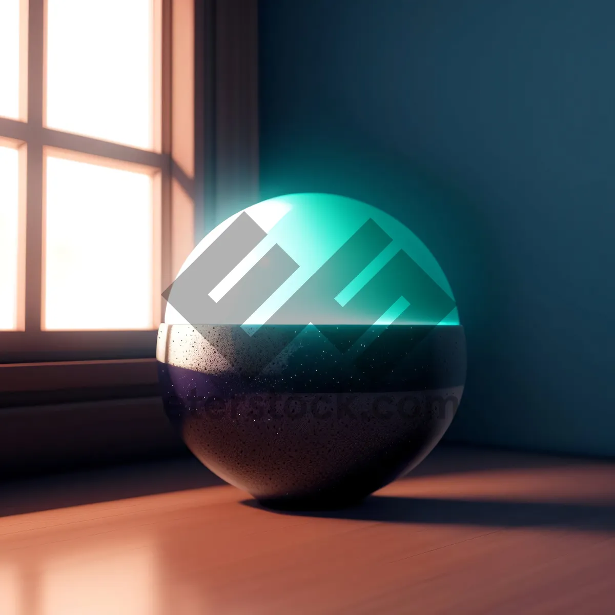 Picture of Shiny Glass Sphere Design Icon with 3D Reflection