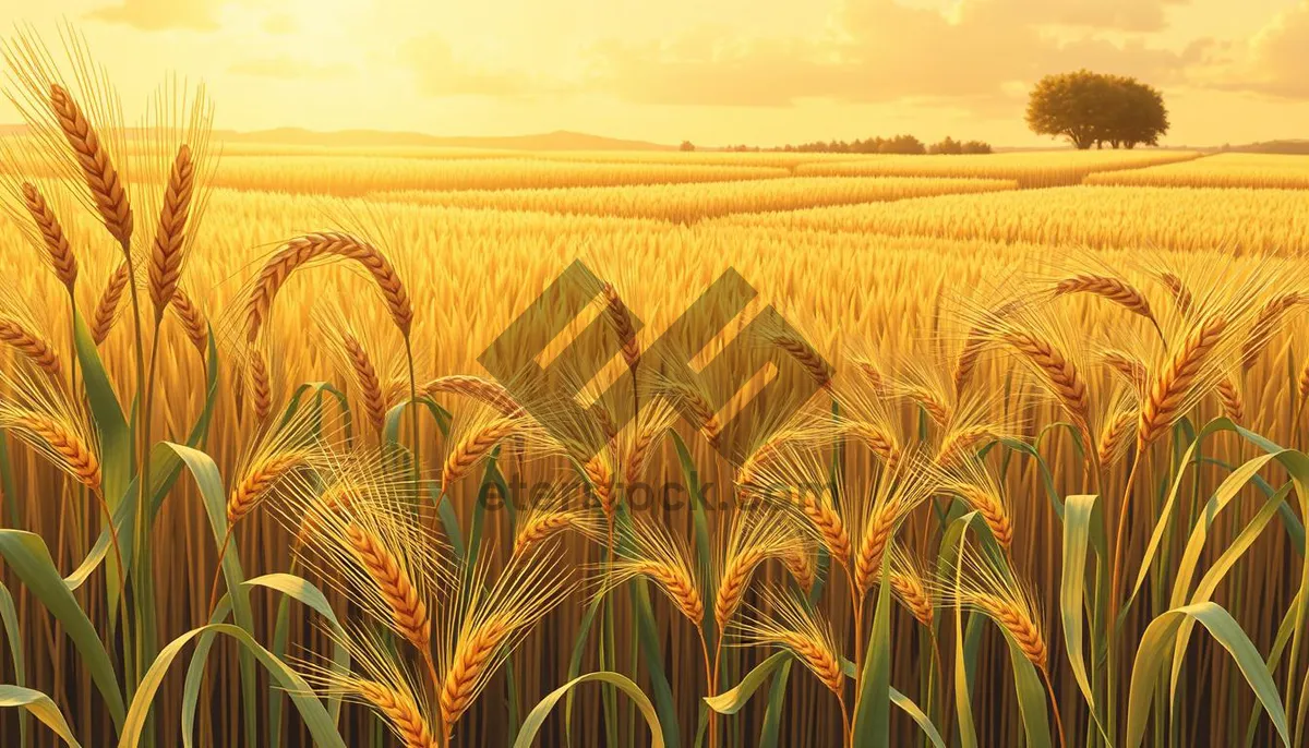 Picture of Golden Wheat Field Under Sunlit Sky.