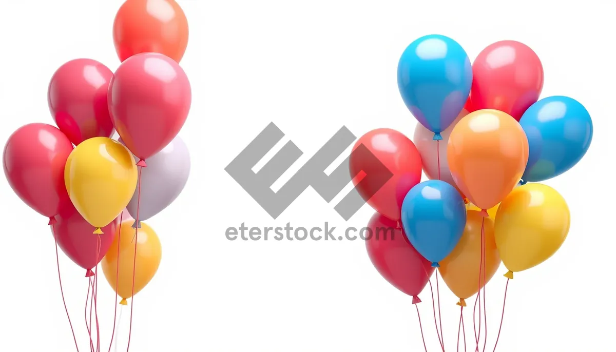 Picture of Colorful balloon party celebration icon - Orange fun symbol.