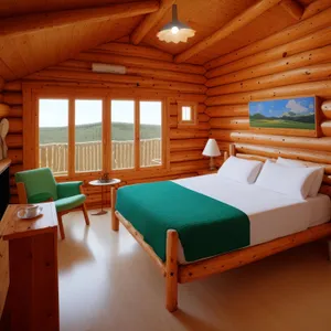 Modern luxury interior design with wood furniture and window