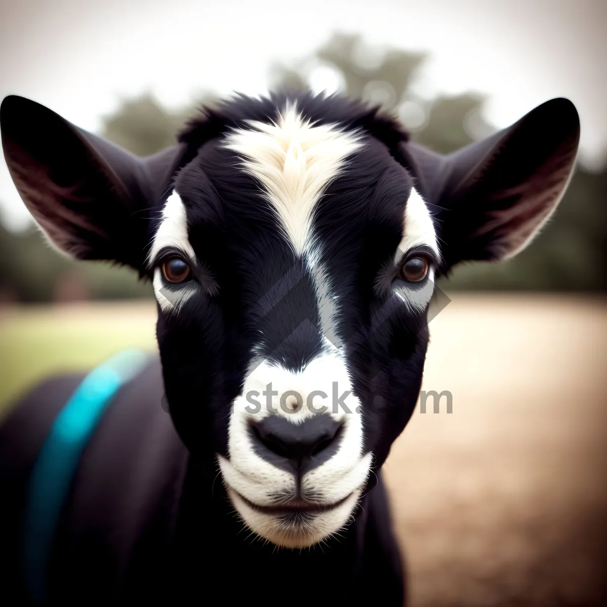 Picture of Brown calf grazing in rural pasture