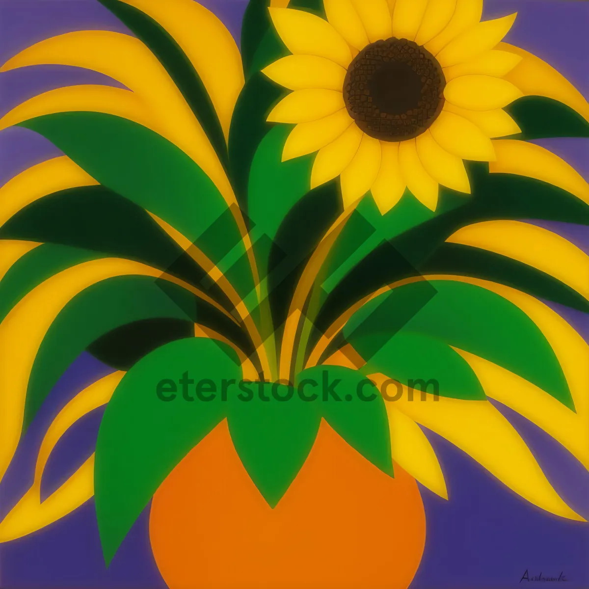 Picture of Summer Swirls: Vibrant Orange Sunflower Pattern