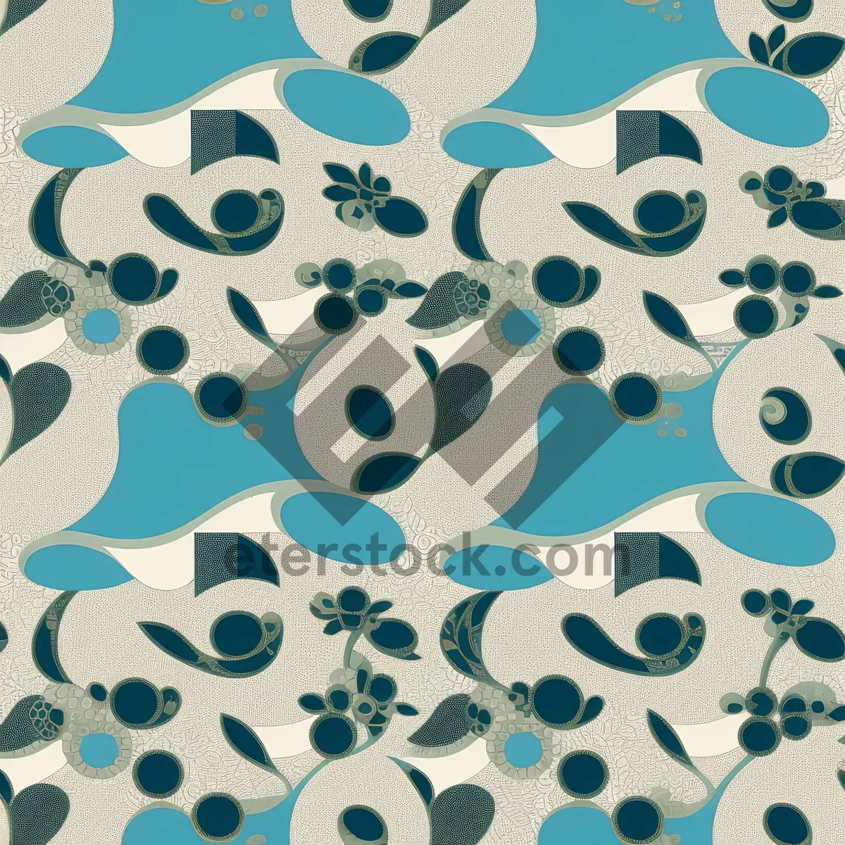 Picture of Retro Floral Circle Pattern Wallpaper