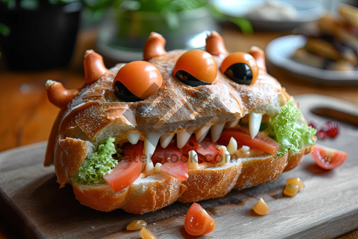 Picture of Delicious gourmet vegetable sandwich with cheese and tomatoes