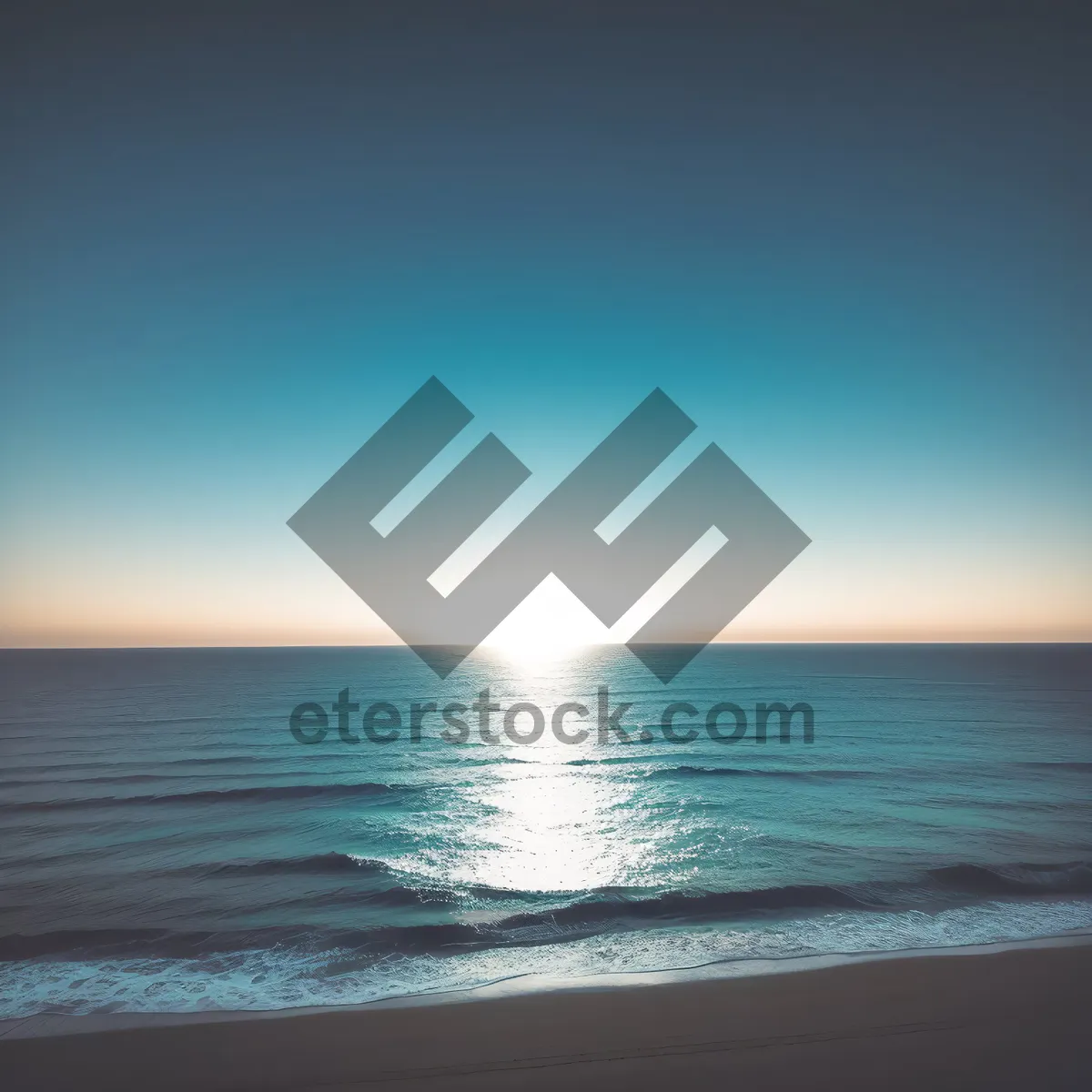 Picture of Sunset Serenity: Tranquil Coastal Paradise with Reflecting Waves